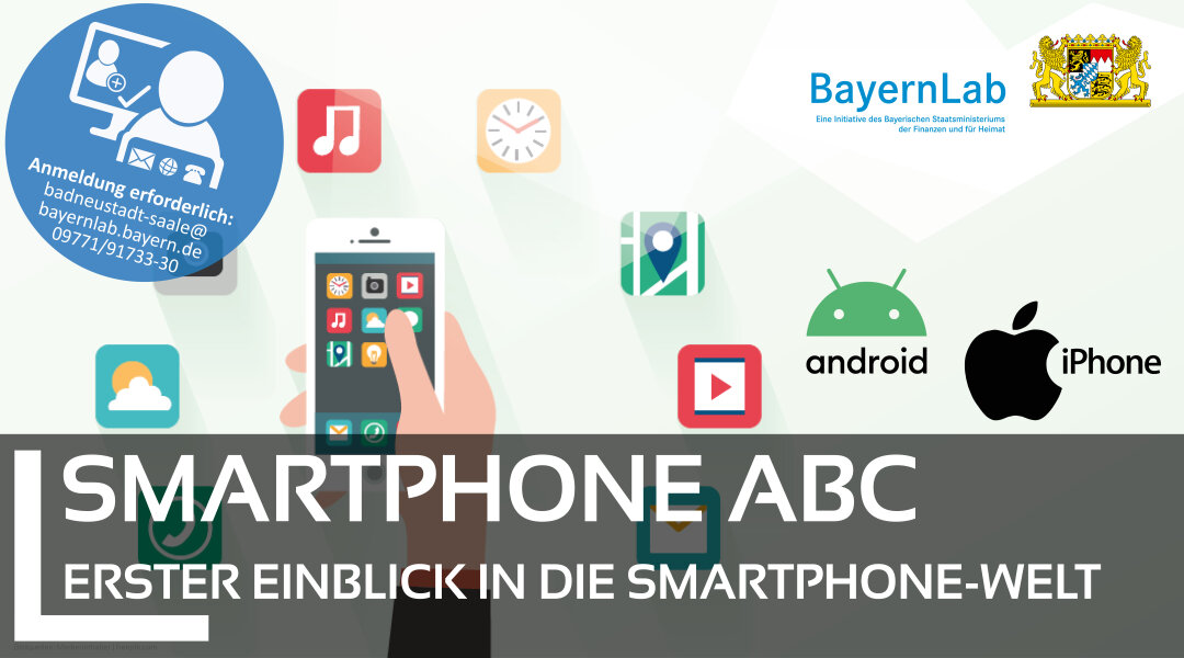 BayernLab NES, Veranstaltungsgrafik Smartphone ABC – VHS Veranstaltungsgraphik zum Workshop